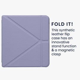 kwmobile Case Compatible with Kobo Libra H2O Case - Faux Leather Case - eReader Protective Case - Cover Lavender