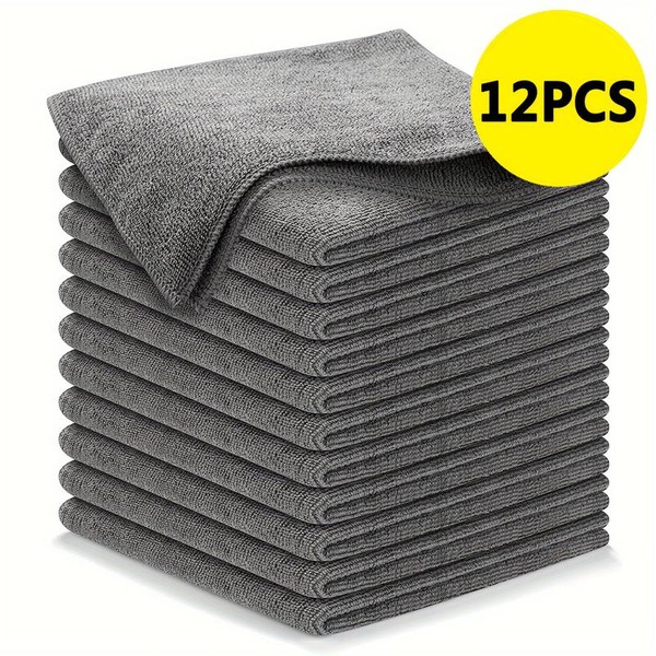 Microfiber Cleaning Cloth Grey - 12 packs 12.5"x12.5" - High