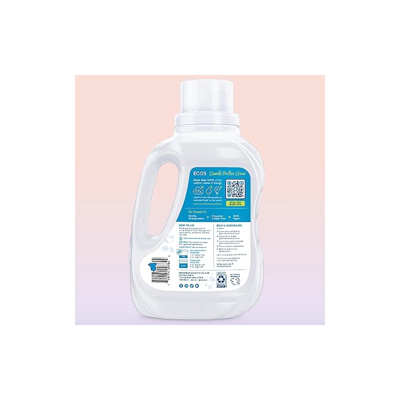 ECOS Laundry Detergent Liquid, 100 Loads - Dermatologist Tested Laundry
