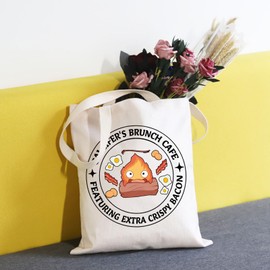 Calcifer's Brunch Cafe Canvas Tote Bag Anime Lover Gift for Women Mother Best Friend (Cafe tote UK)