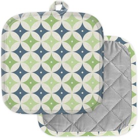 [Pack of 2] Pot Holders for Kitchen, Washable Heat Resistant Pot Holders, Hot Pads, Trivet for Cooking and Baking (Mid Century Modern 1950S Style)