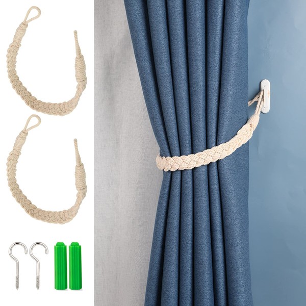 WUDQIJI Curtain Tiebacks Pack of 2 Curtain Rope Buckle Holdbacks
