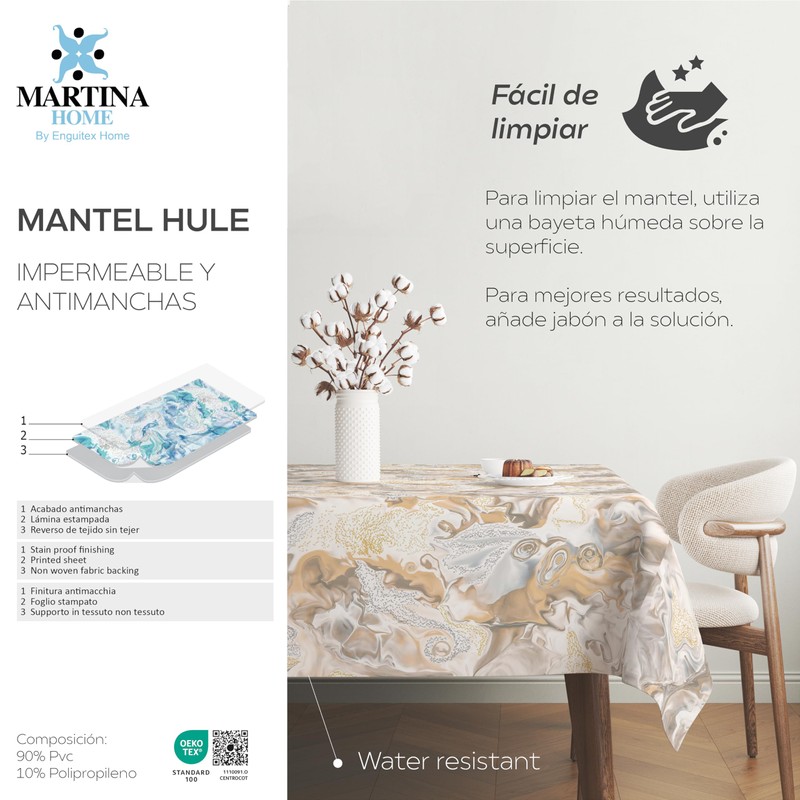 Martina Home Genil Oilcloth Tablecloth 250 x 140 cm Gold