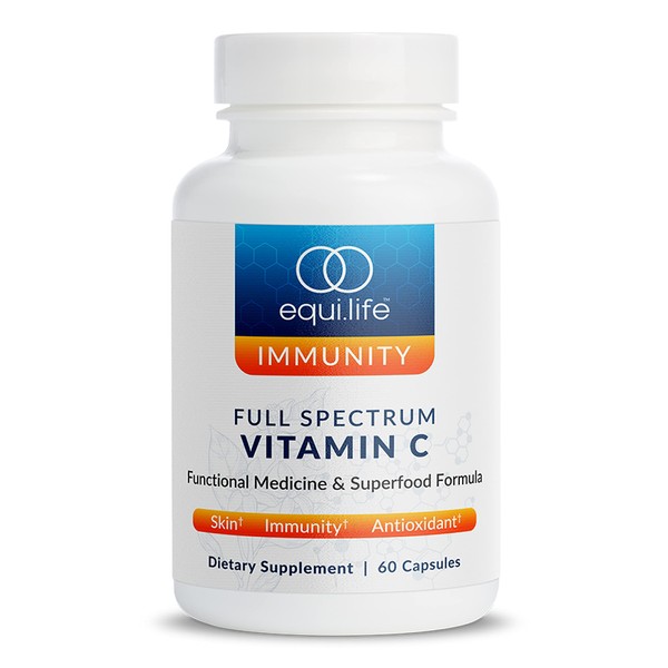 EquiLife - Full Spectrum Vitamin C, Immune Supplement, Helps Regulate Irritation Responses, Boosts Metabolism, Promotes Long-Lasting Moisture in Skin, Easy-to-Use (60 Capsules)