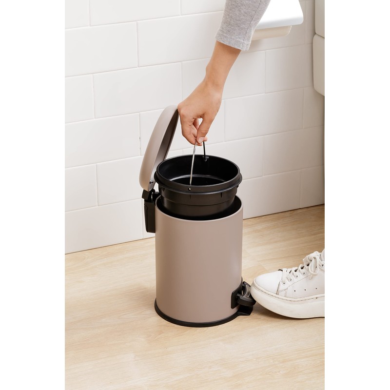 TATAY Bathroom Trash Bin with Stainless Steel Pedal, 3L Capacity,