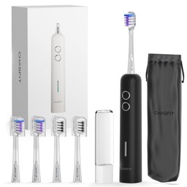 Rechargeable 60° Oscillating Sonic Electric Toothbrush for Adults Travel Tooth Brush,40000VPM,110-Day Battery Life,1 Travel Bag, 2 Min Smart Timer, 3 Brushing Modes ,4 Replace Heads IPX7 (Black)