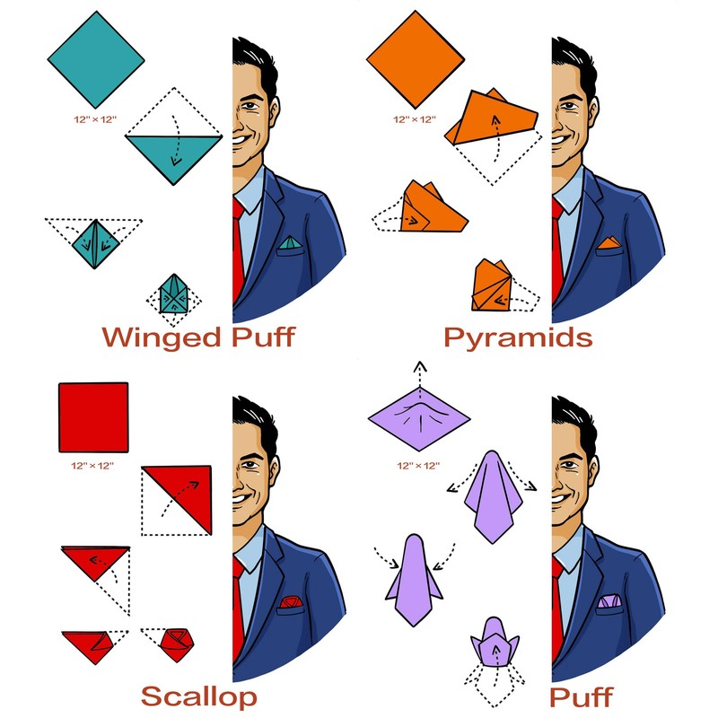 KissTies Solid Pocket Square Wedding Handkerchief + 1 Gift Box,