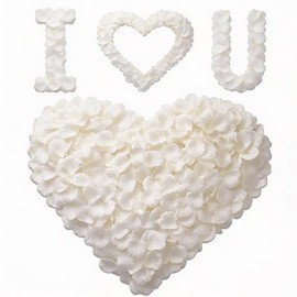 1200 pétalos de rosa blanca – pétalos de rosa artificiales para el día de San Valentín, decoración de boda, propuesta romántica, aniversario, fiesta, decoración de pasillos, niña de las flores