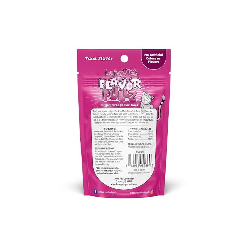Loving Pets Flavorfullz Filled Treats for Cats, Tuna 3 oz.