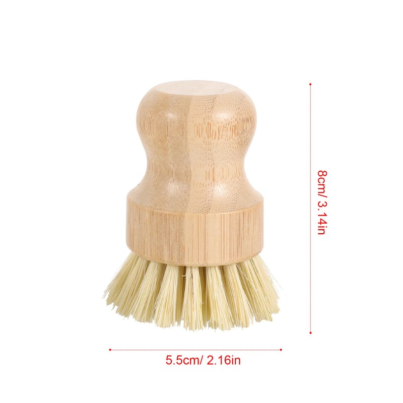 Bamboo Scrub Brushes with Ceramics Holder Mini Palm Scrub Brush