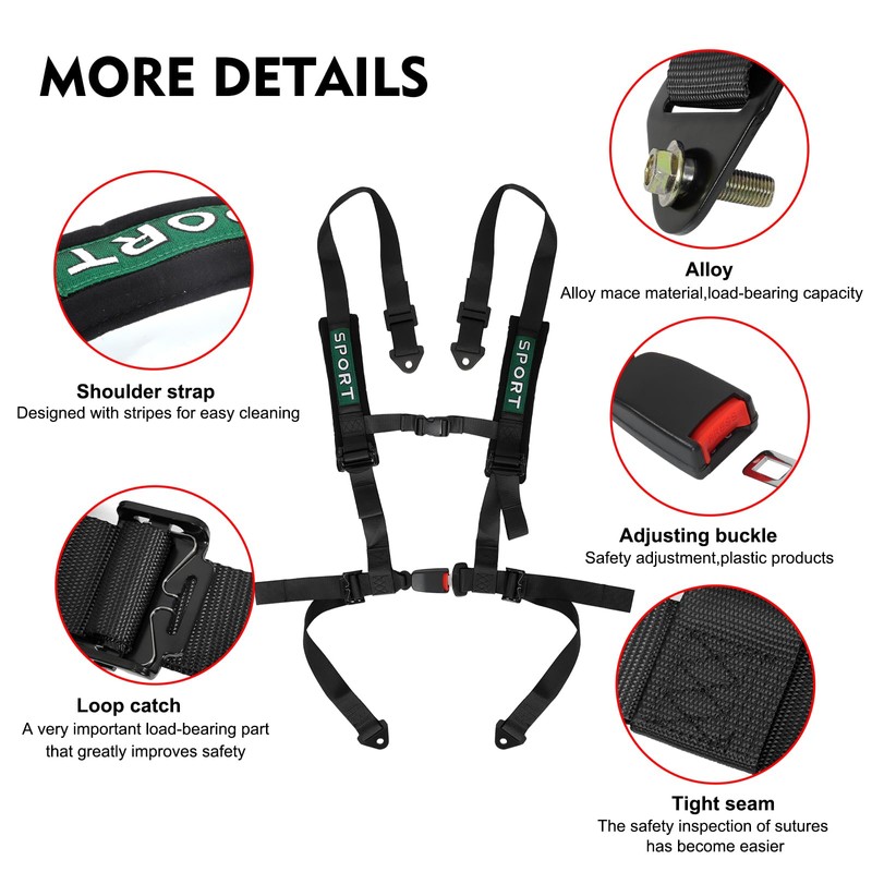 DING.PAI 4 Point Bucket Racing Harness With Padding Heavy Duty