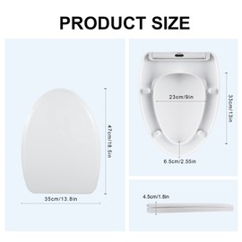 MUU Toilet seat, Slow Close, White heavy duty Toilet Seat with Non-slip Seat Bumpers Easy to Install & Clean PP Material Replacement Toilet Seat Fits All Toilet Brands Elongated Toilets(MU357-PP)