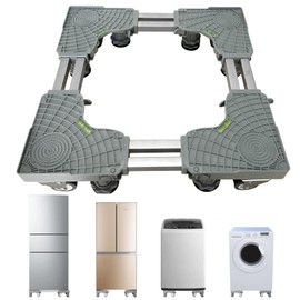 Upgrade Fridge Stand Mobile Base With 4 Locking Wheels And 8 Strong Feet Adjustable Furniture Dolly for Washer Dryer Washing Machine Stand Pedestal, Refrigerator Stand