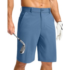Soothfeel Men's Casual Shorts 7"/ 9" /11" Golf Shorts for Men Flat Front Dress Work Shorts Lightweight with 3 Pockets Stone_Slab_Blue L11.W35