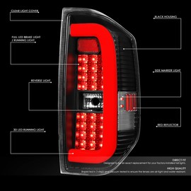 Auto Dynasty Tail Lights Compatible with 2014-2018 Tundra 3D LED Bar Rear Brake Lamps Driver and Passenger Side, Black Housing Clear Lens