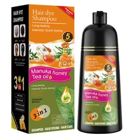 XYZCREATIVE Chestnut Brown Hair Dye Shampoo 3 in 1 for Women & Men 100% Gray Hair Coverage - Herbal Ingredients Natural Plant Hair Color - Hair Dye in Minutes 500ML