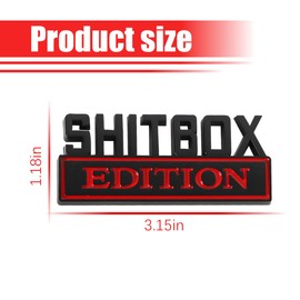 LKAHG Car Edition Emblem, 3D Metal SHITBOX Vehicle Emblem Badge Sticker, Automotive Exterior Side Rear Front Hood Trunk Door Badge Decal Decoration Accessories, Universal for Most Cars (Black/Red)