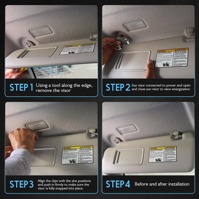 Sun Visor Driver & Passenger Side for 2014-2019 Toyota Highlander,