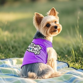 ZhuPolly Dog Shirts for Small Dogs Printed Pattern Cotton Calm Cute Sleeveless Dog Clothes Breathable and Little Stretchy Tshirts for Your Furry Friends Purple L
