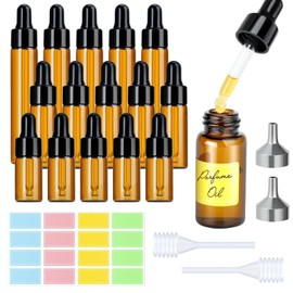 MELLIEX 15 Pezzi Bottiglie Contagocce Vetro,10/5/3ml Flacone Contagocce con Pipette Vetro per Laboratorio Olio Essenziale Profumi