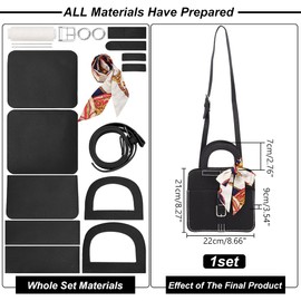 WADORN DIY PU Leather Crossbody Bag Making Kit, Crossbody Handbag Bag Making Set for Purse Making Handmade Stitch Leather Bag Making Materials for DIY Handbag Accessories Shoulder Bag Making, Black