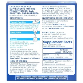 2 PACKS Lactaid Fast Act Lactose Intolerance Relief Caplets - 12 Count x2=24
