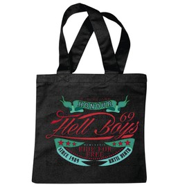 'Shoulder bag "Hell Boys Honour Ride For Free Outdoor Motorcycle Chopper Gothic Motorcycle Skull Motorcycle Club Bike Route 66 Shopping Bag School Bags Gym Bag in Black