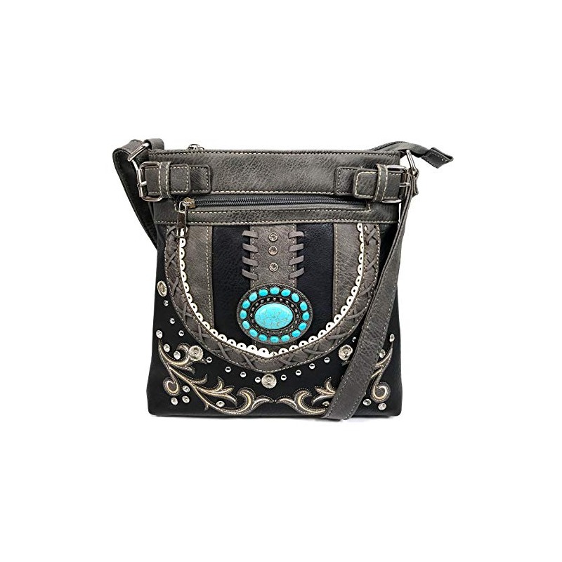 Zelris Western Turquoise Stone Concho Women Conceal Carry Crossbody Messenger