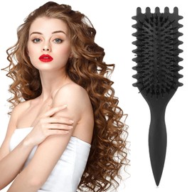 WADY Cepillo para Cabello Rizado Para Mujeres, Cepillo para Rizos, Cepillo Cabello Rizado, Peine para Cabello Rizado, Cepillo 3D para Rizos, Cepillo Definidor de Rizos, peine de pelo liso (Negro)