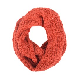 Knitted Solid Color Thick Winter Infinity Loop Scarf with Sequins (Rust)