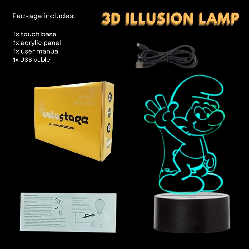 Smurf Smurf LED Lamp Colour Changing USB Night Light and