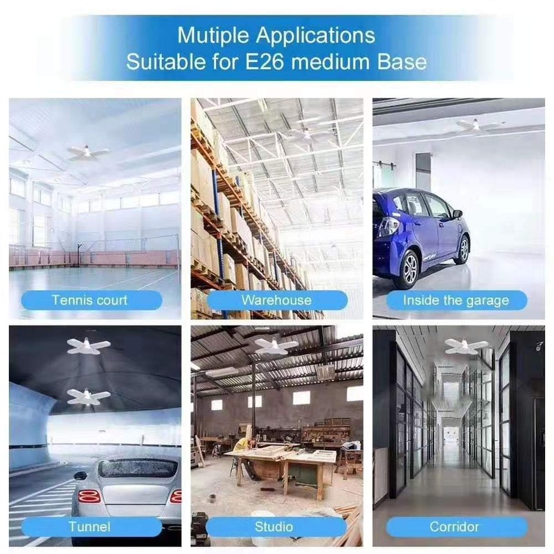 (4 Pack) LED Garage Lights, 60W Trilights Ceiling, High Low