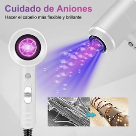 Secadora de Cabello, Secadora Ion Negativo con Difusor para Rizos 1800W, Secadoras Profesionales para Cabello, 3 Temperatura Ajustable y 2 Velocidades, Secadora de Pelo Portátil con Boquillas y Difusor para Hogar o Salón - Blanco