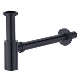 Faustina Universal Siphon for Washbasin, Pipe Siphon, 1 1/4 Inch Drain Fitting, Drain for Sink, Bathroom, Made of Stainless Steel, Black