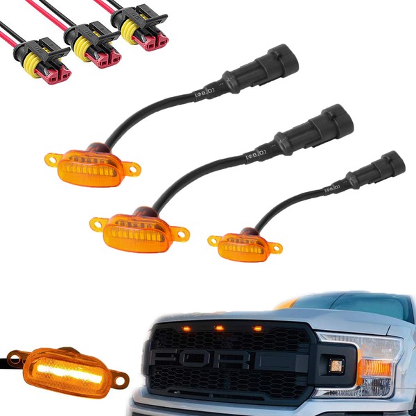 BASIKER Auto Front Grille Lights for 2004-2019 Ford F150 F250