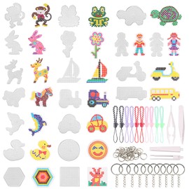 MAMUNU Ironing Beads Plates, Pack of 19 Ironing Beads Plates in Many Shapes, Plastic Safety Beads, Pegboards, Template, Beads Boards for Children, Craft Supplies