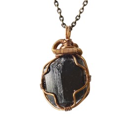 Designs by Nature Gems Raw Black Tourmaline Necklace in Antique Bronze for Men and Women, Made in Canada