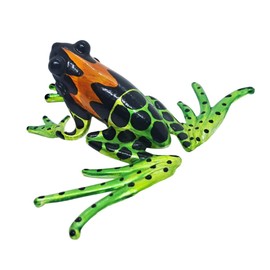 WitnyStore Tiny 4" Green Black Frog Long Feet Figurine - Miniature Hand Blown Painted Glass Poison Dart Frogs Toad Amphibian Animal Colorful Small Crystal Decorative Collectible Figures Décor Gifts