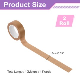 uxcell 2 Rolls Colored Washi Tape, 11 Yards x 0.6" Colored Masking Tape Painters Tape, Decorative Masking Tape for Arts & Crafts Labeling DIY Scrapbooking Gift Wrapping, Light Brown