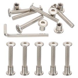 PATIKIL M6x40mm Hex Drive Socket Cap Bolt, 10 Set Chicago Screw Binding Post Screw Carbon Steel Dowel Nut with Hex Wrench for Furniture Chair Table Cabinets, Silver