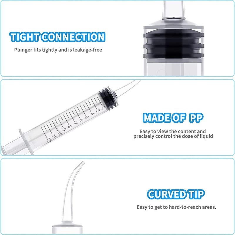 AIMALL 4-Pack 12ml Dental Utility Syringe Curved Tip for Dental