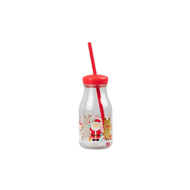 Widdle Gifts Christmas Milk Bottle and Straw Re-Useable - Santa