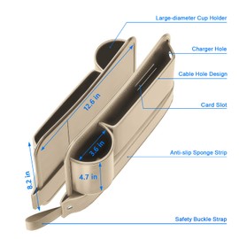 Car Seat Gap Filler Organizer 2 Pack, Car Seat Organizer with Cup Holders, 3-in-1 Removable Auto Organizer for Women, Universal Fit SUV Truck Fill The Gap Between Seats & Console(Beige)