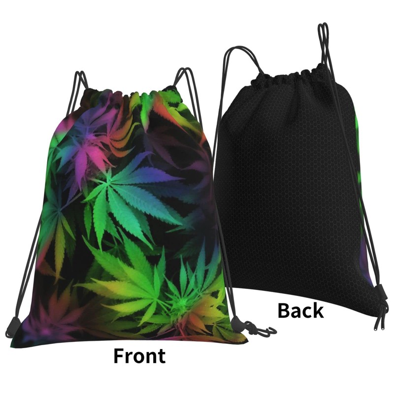Richugui Colourful Leaf Drawstring Backpack Weeds Drawstring Bags Sports Gym
