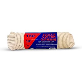 #8 1/4" x 150 ft Scottie Cotton Clothesline, White