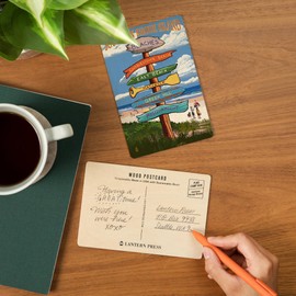 Rhode Island, Southern Beaches Sign Destinations (4x6 Birch Wood Postcards, 2-Pack Stationary, Rustic Home Wall Decor)