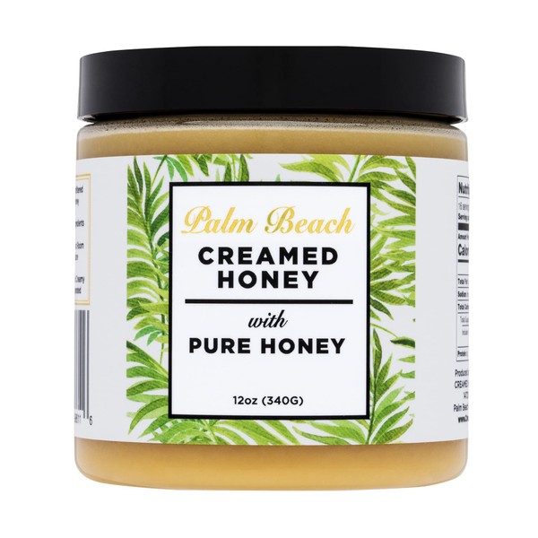 Palm Beach Creamed Honey, Whipped Natural Wildflower Honey, Small-Batch Raw and Unfiltered Pure Honey, Kosher Certified, 12 Ounces