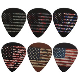 KEIAHUAN 0.96mm Guitar Picks, Guitar Plectrums Heavy Acoustic Variety Pack Artist Guitar Pick Classical Triangle Guitar Picks, 6-Pack, American Flag Camo Design