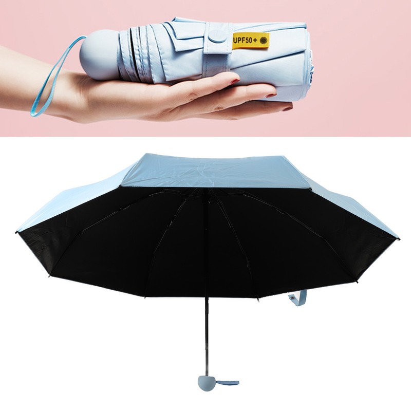 Sun Umbrella Mini Compact Sky Blue Foldable Umbrella for Sunny