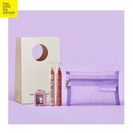 TOO COOL FOR SCHOOL Frottage Pencil + Sharpener + Pouch Set 4items, Color 1#$%Color 2:09 Sheer Nude-02 Rosy Dew